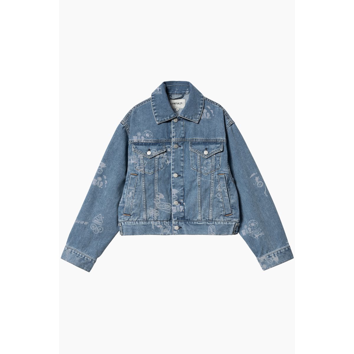 W' Stamp Jacket - Stamp Print, Blue (Bleached) - Carhartt WIP - Blå M