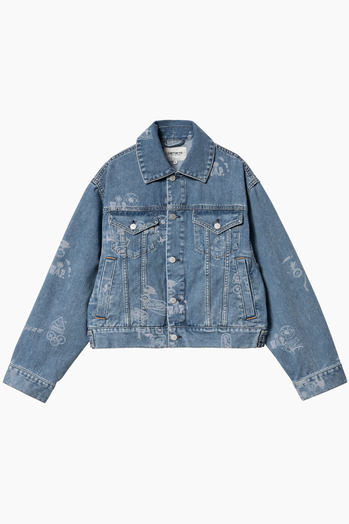 W' Stamp Jacket - Stamp Print, Blue (Bleached) - Carhartt WIP - Blå XS