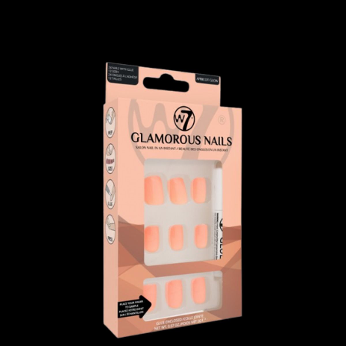 W7 Glamorous Nails Apricot Glow - 24 stk