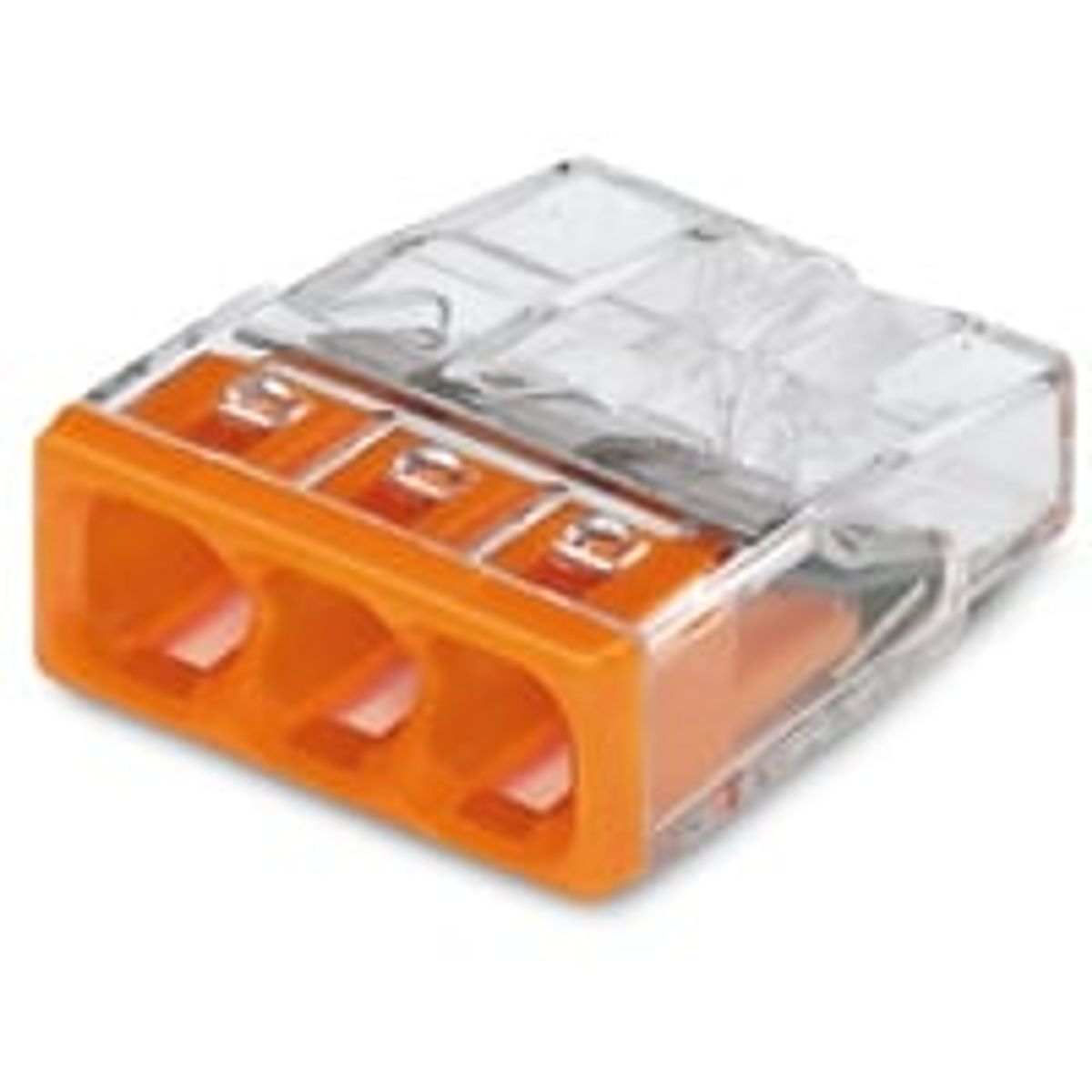 WAGO Serie 2273 - Skruels samlemuffe med 3 stk. huller for 0,5 til 2,5 mm stiv ledning, orange - 100 stk