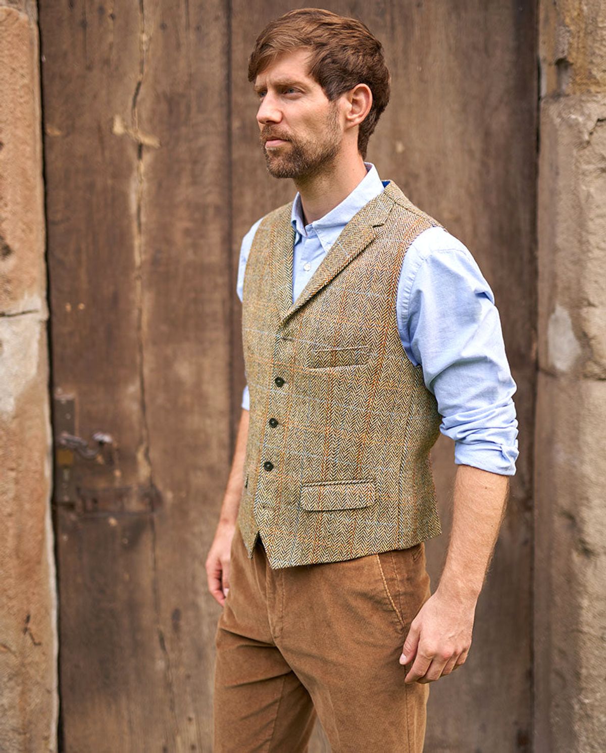 Wales tweed vest, Harris Tweed, sand herringbone - 50 EU / M