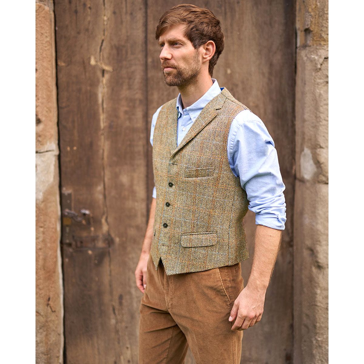 Wales tweed vest, Harris Tweed, sand herringbone - 54 EU / XL