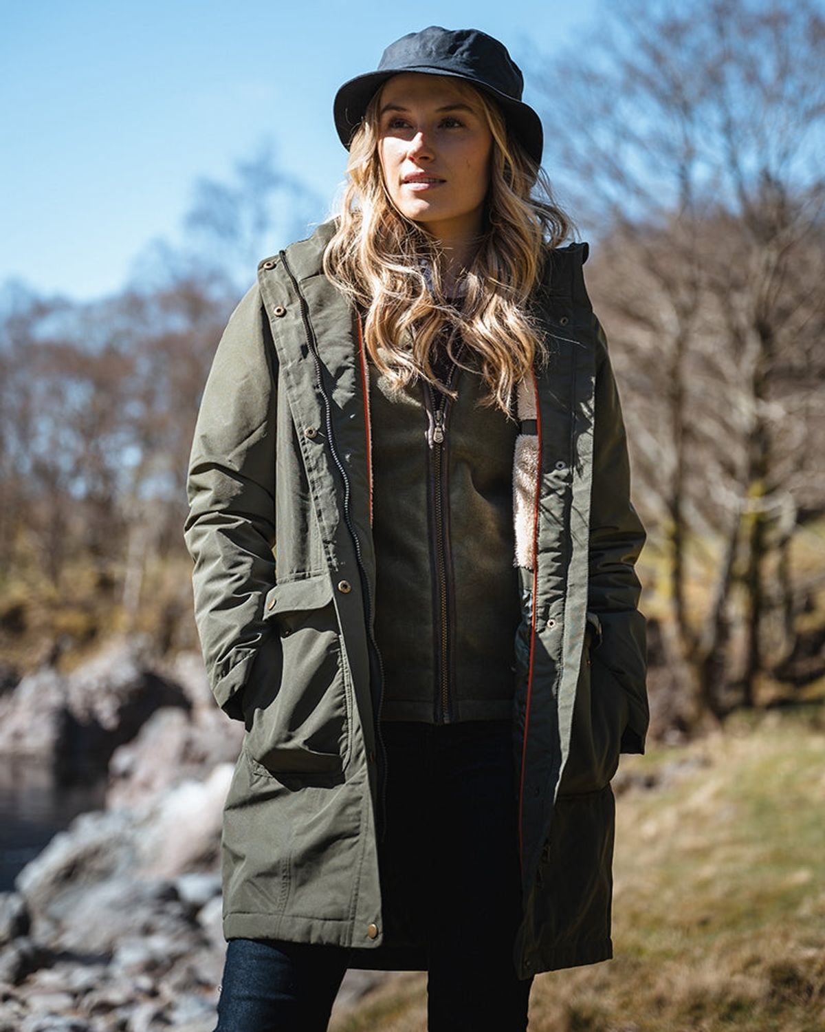 Walker Ladies Long Coat fritidsfrakke, olivengrøn - S