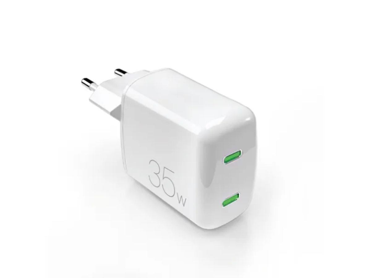 Wall Charger GaN 35W 2xusb-c, White