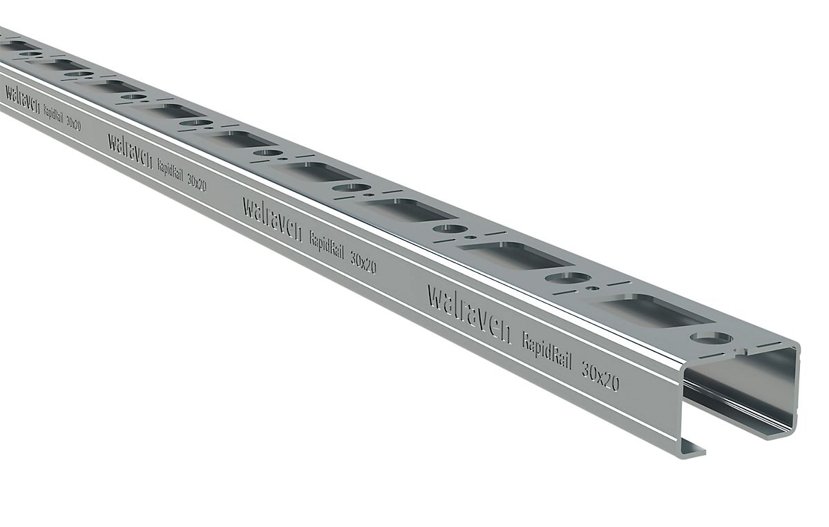 Walraven RapidRail Skinne WM20 - 30x20mm 2 meter - Elforzinket