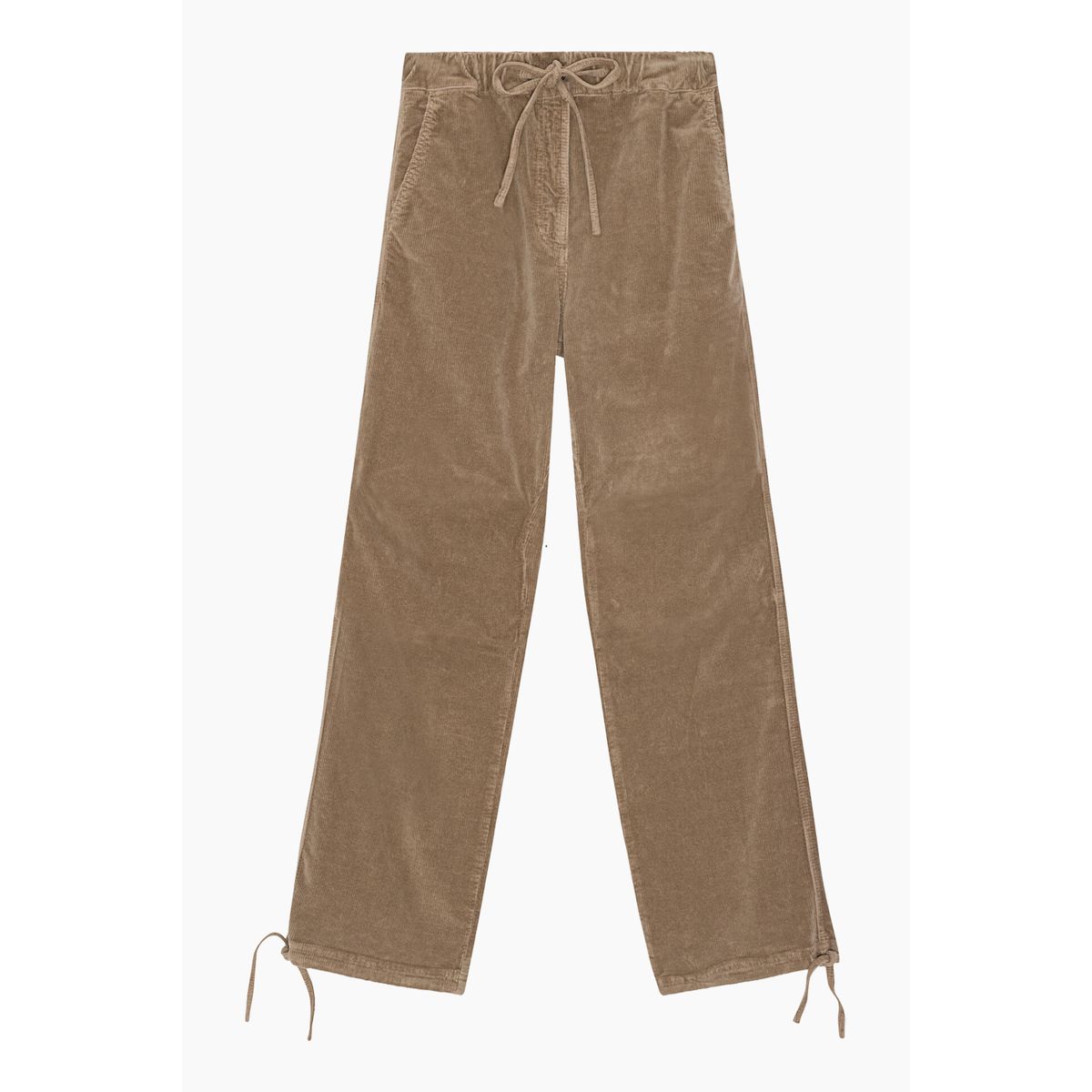 Washed Corduroy Drawstring Pants - Fallen Rock - GANNI - Brun L