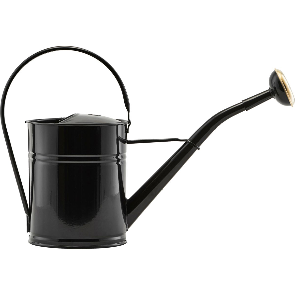 Watering can, HDWan, Black - Black / Galvanized Steel , Brass / l: 36 cm, h: 25 cm, dia: 13 cm