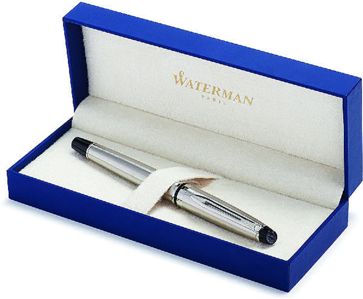 Waterman expert rollerball pen rustfrit stål med chrome trim sort i æske