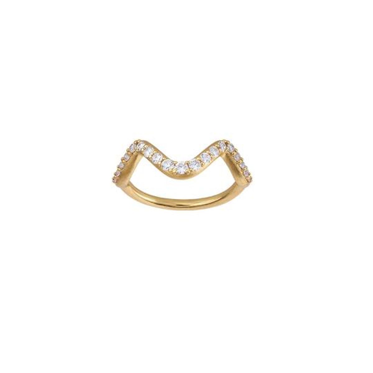 Wave Sparkle Small Forgyldt Sølv Ring fra byBiehl