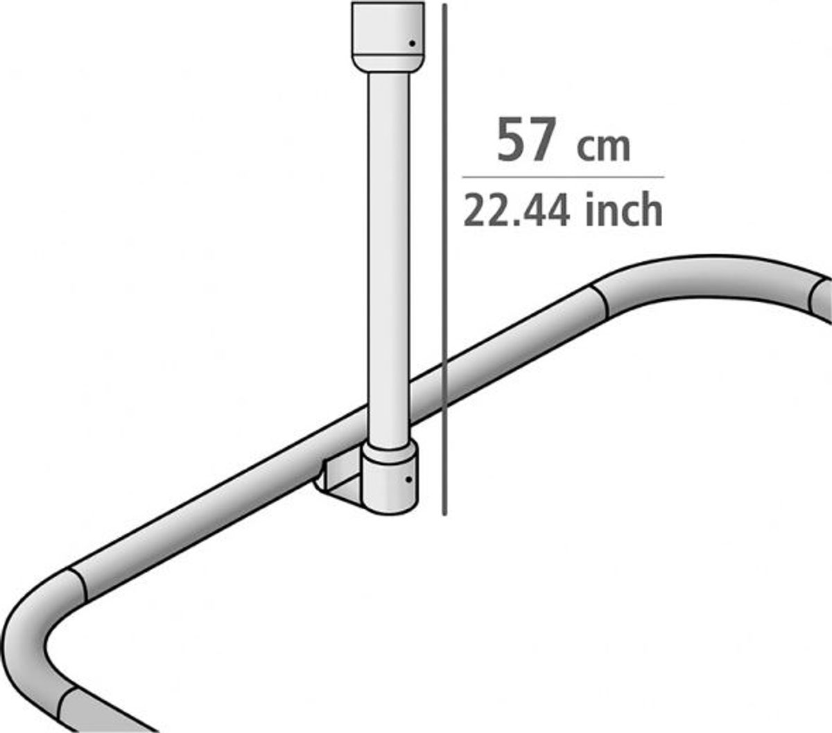 Wenko 19213100, Buet Gardinstang Til Badeforhæng, Hvid, Aluminium