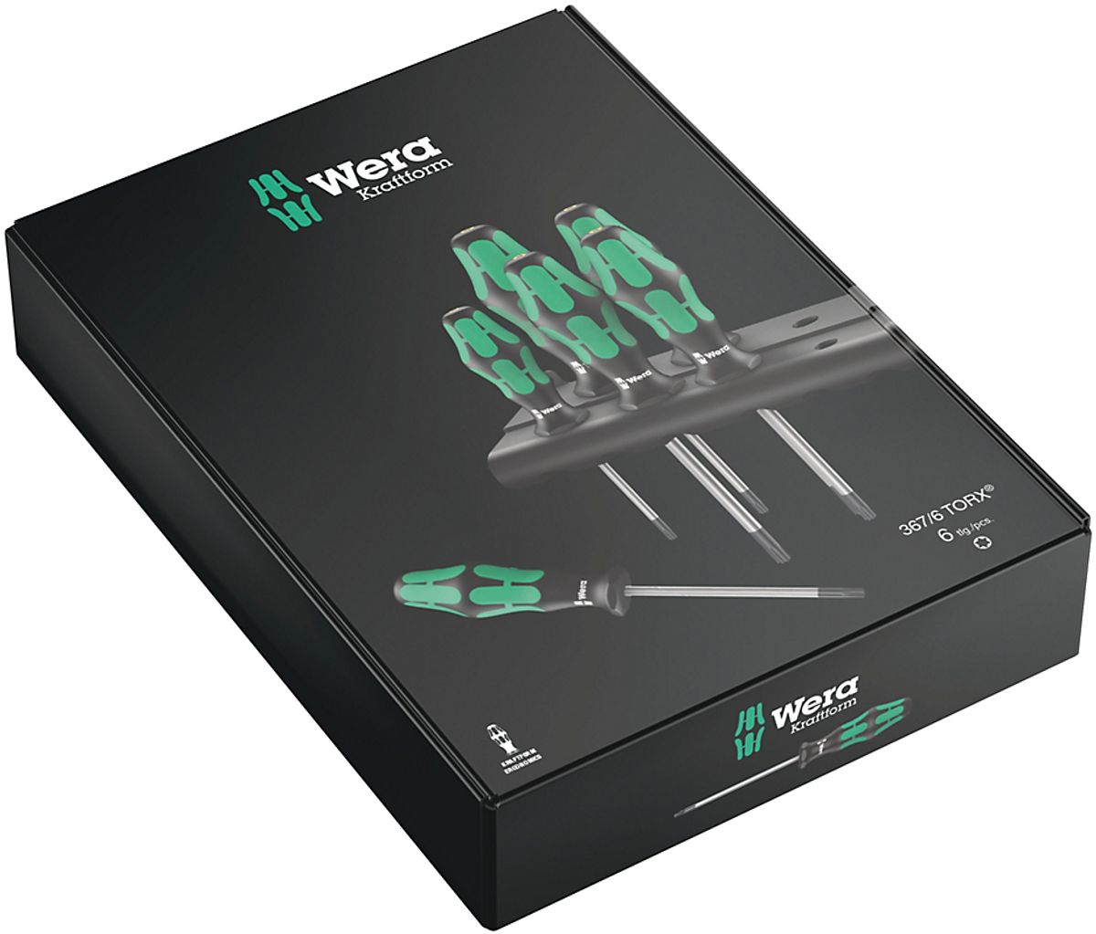 WERA 367/6 TORX Skruetrækkersæt Kraftform Plus + rack, 6 dele