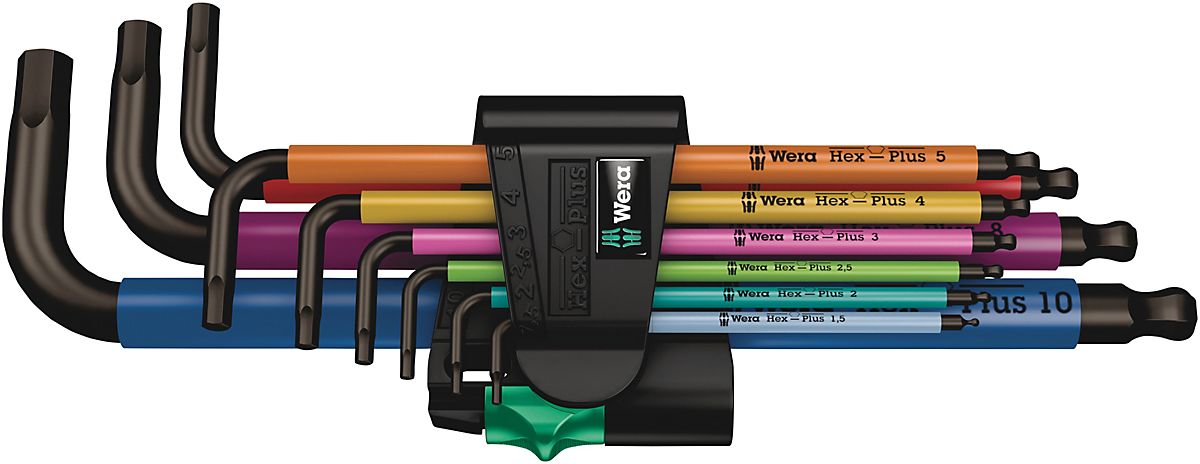 WERA 950/9 Hex-Plus Multicolour 1 SB Multicolour vinkelnøglesæt, metrisk, BlackLaser, 9 dele