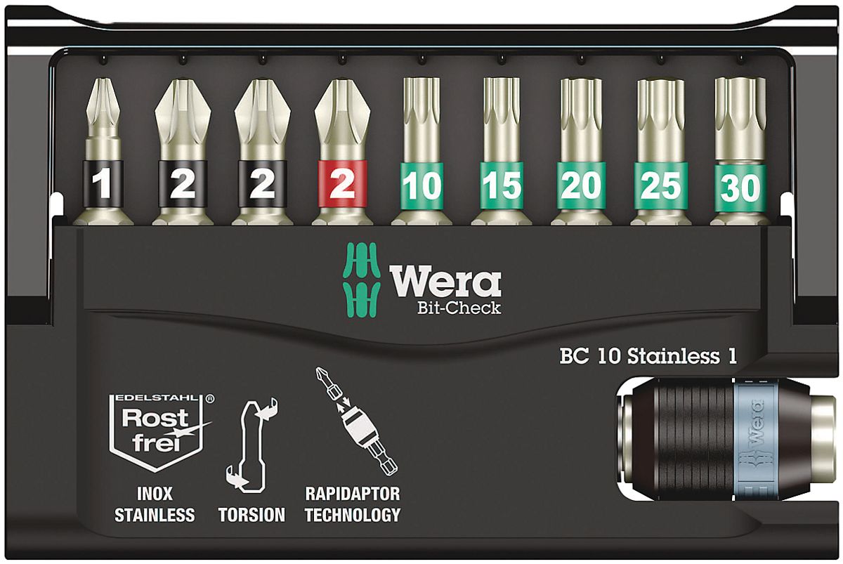 WERA Bit-Check 10 Stainless 1, 10 dele