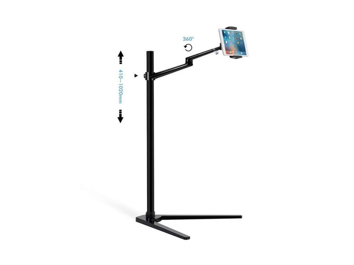 Wergon - Pluto - Iphone / Tablet 4-13" - Justerbar Design Alu Holder H:41-107cm - Sort