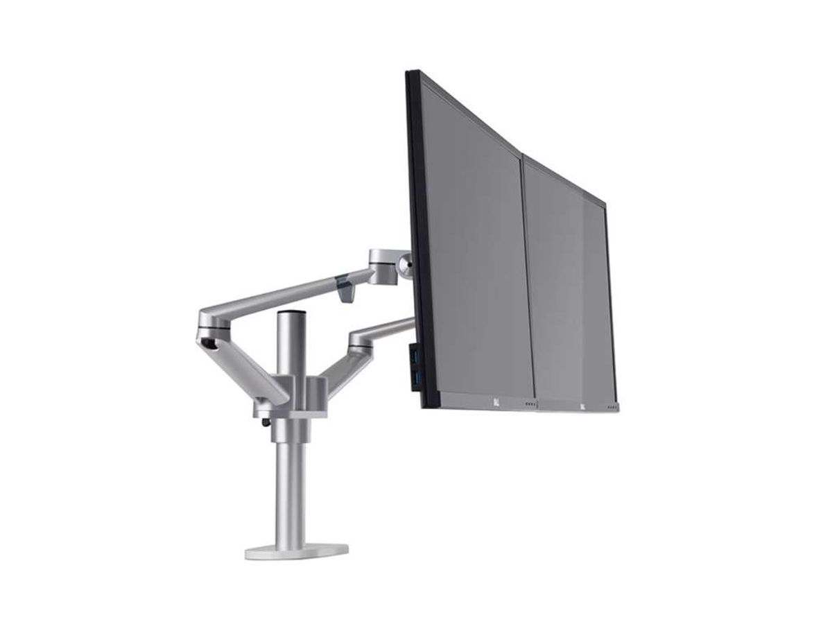 Wergon - Titan - Justerbar Dual Monitor Skærm Holder/arm - til 2 Skærme Max 32" - Sølv