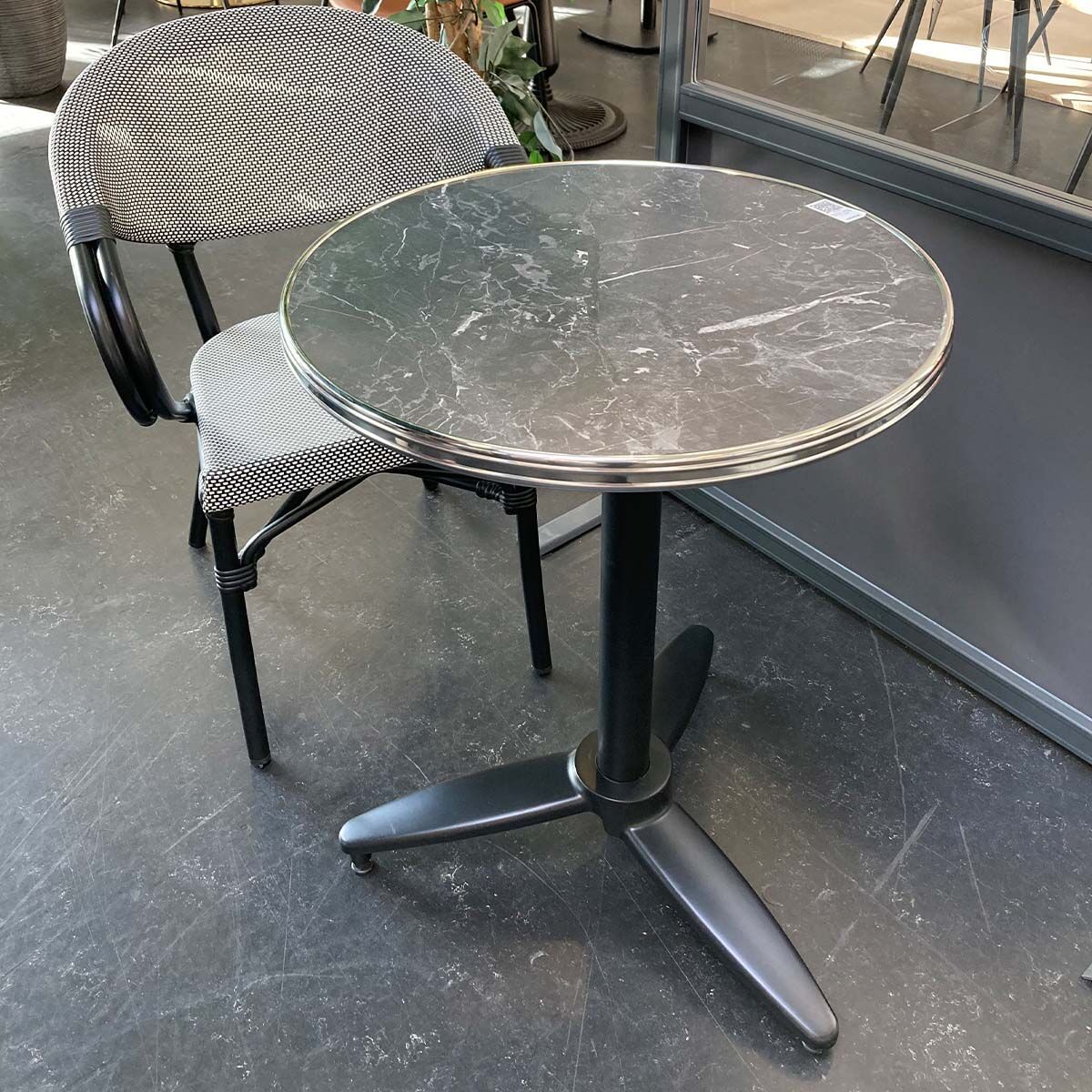 WERZALIT - Marmor Marquina bordplade rustfri stålring rund - ø60cm