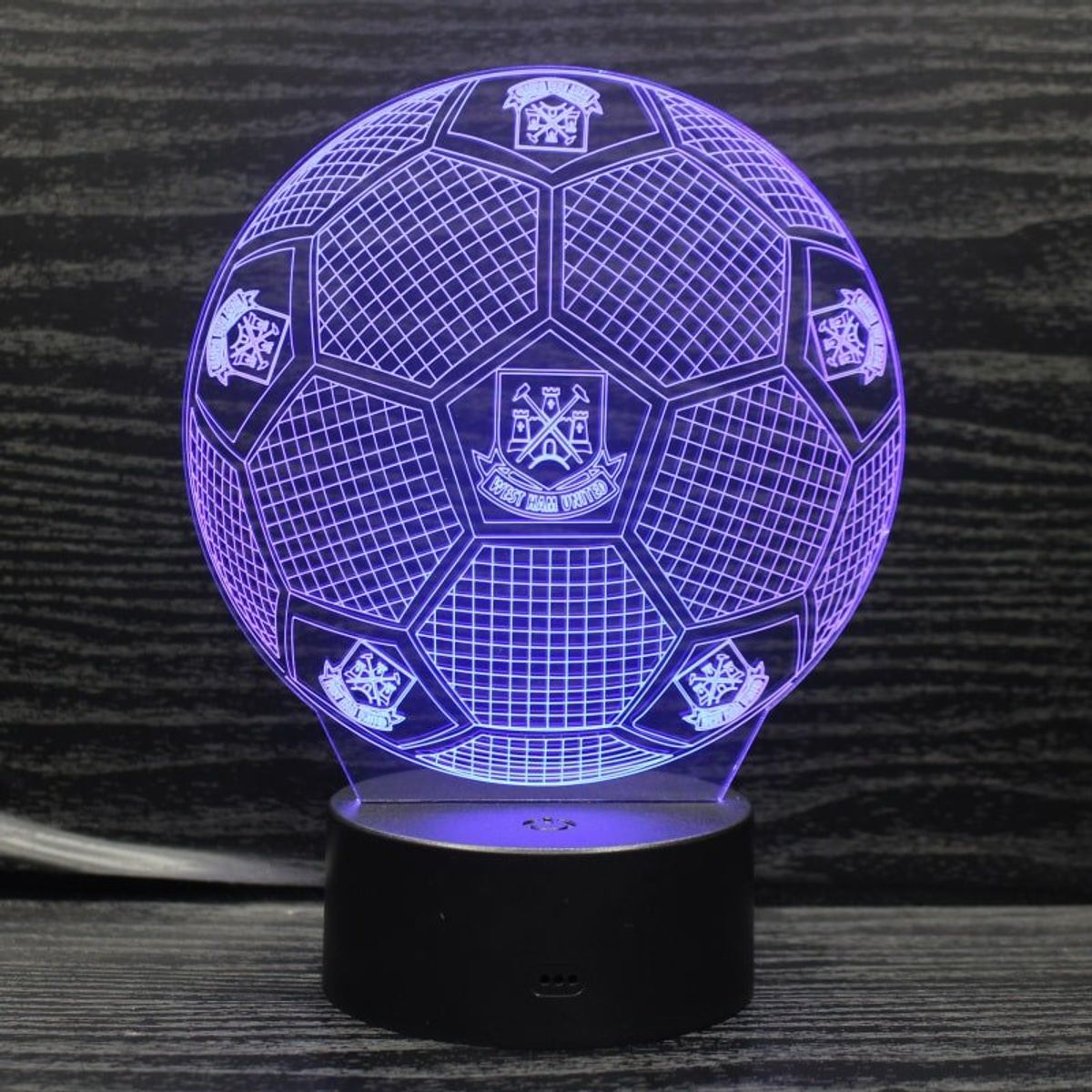 West Ham 3D Fodbold lampe - Lyser i 7 farver