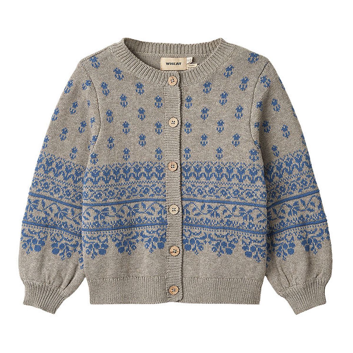 Wheat Cardigan - Strik - Jacquard - Vikki - Warm Grey Melange