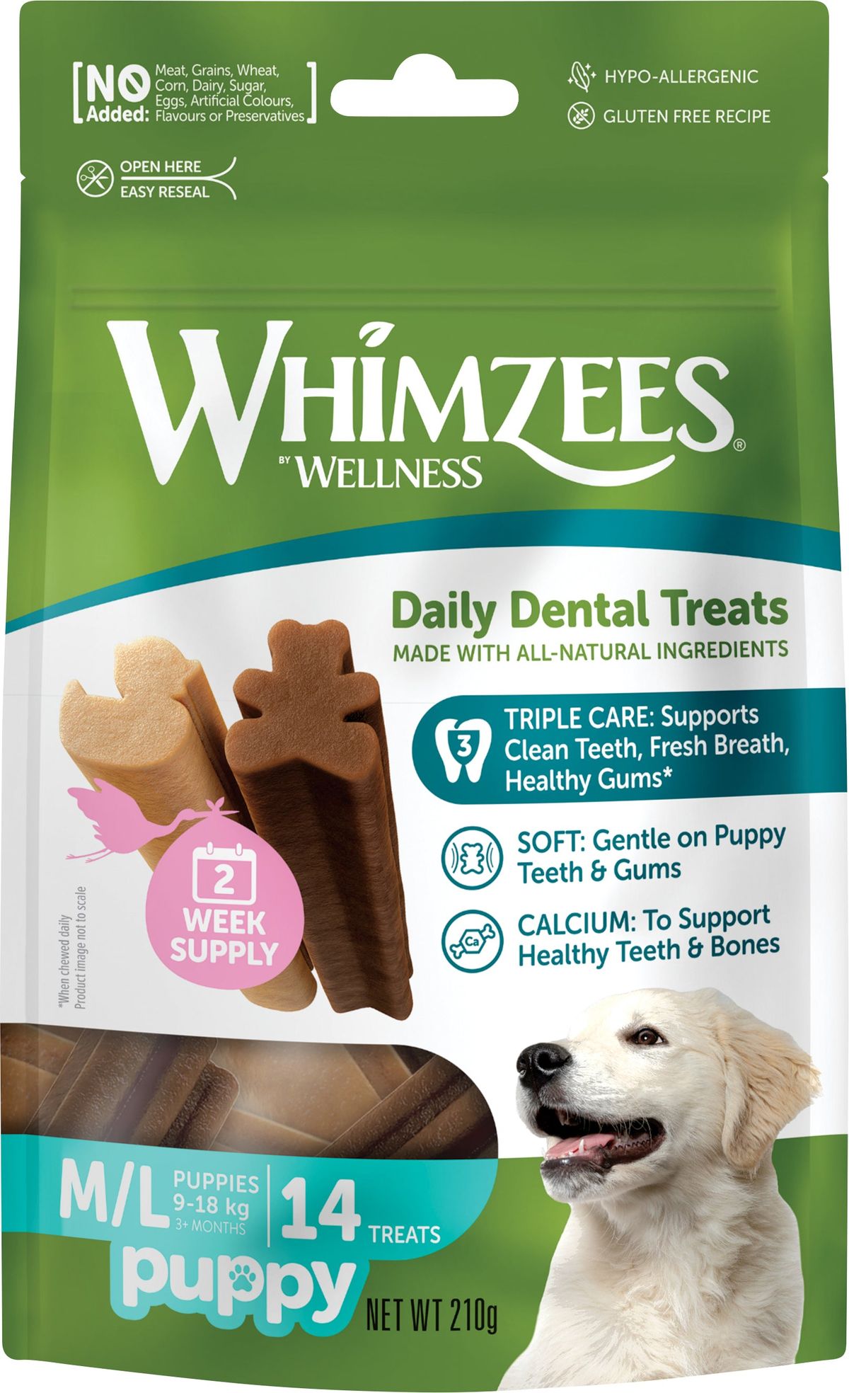 Whimzees - Puppy Chew M/L til store hvalpe - 14 stk