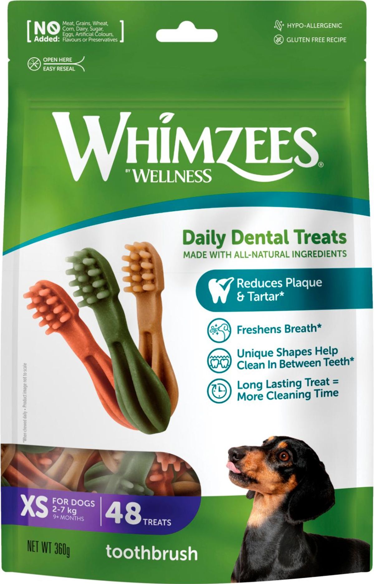 Whimzees Toothbrush Star XS til meget små hunde, pose m/48stk