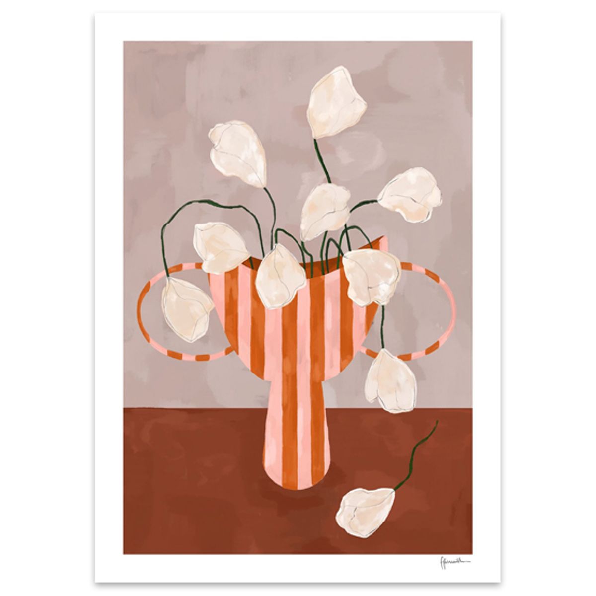 WHITE FLOWERS IN STRIPED