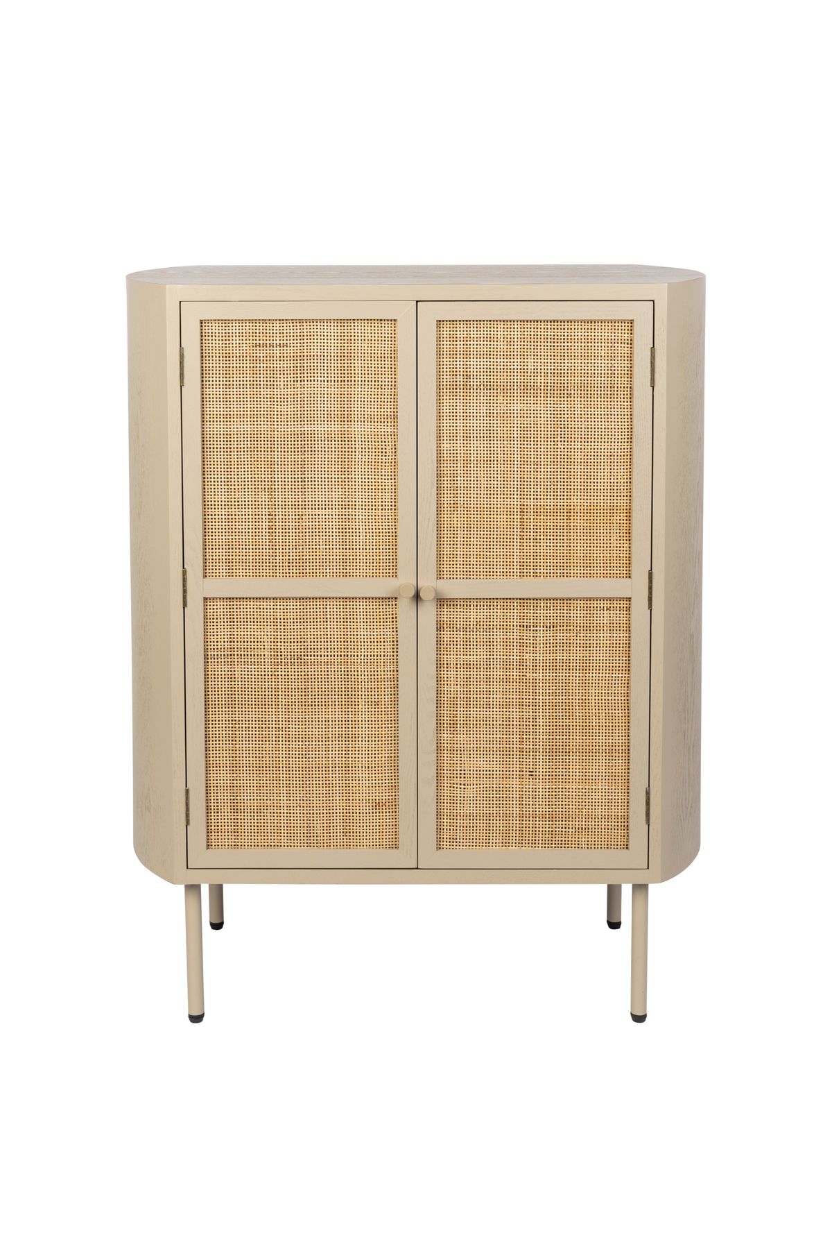 WHITE LABEL LIVING Amaya Lav skab, m. 2 låger og hylder - rattan og beige stål