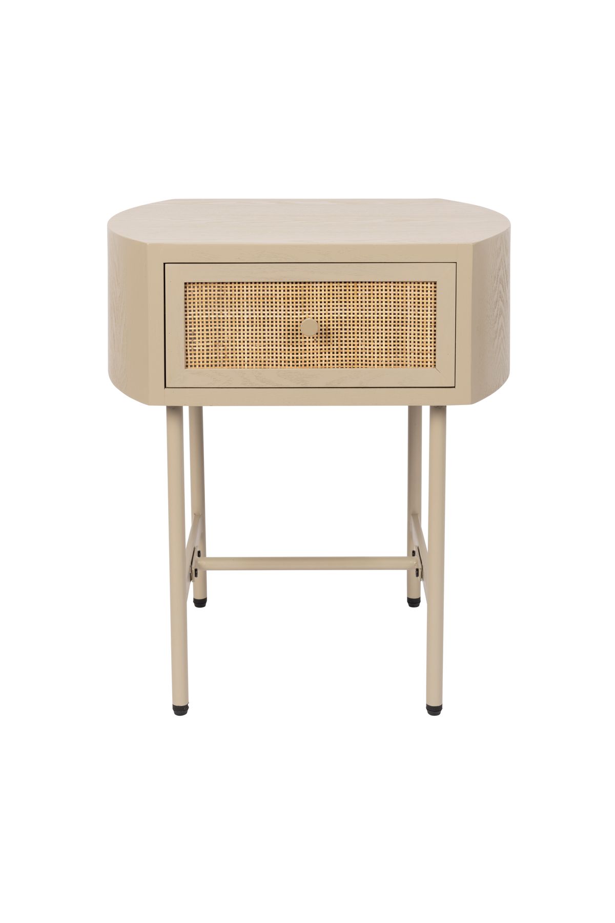 WHITE LABEL LIVING Amaya sidebord, m. 1 skuffe - beige træ og metal (48x38)