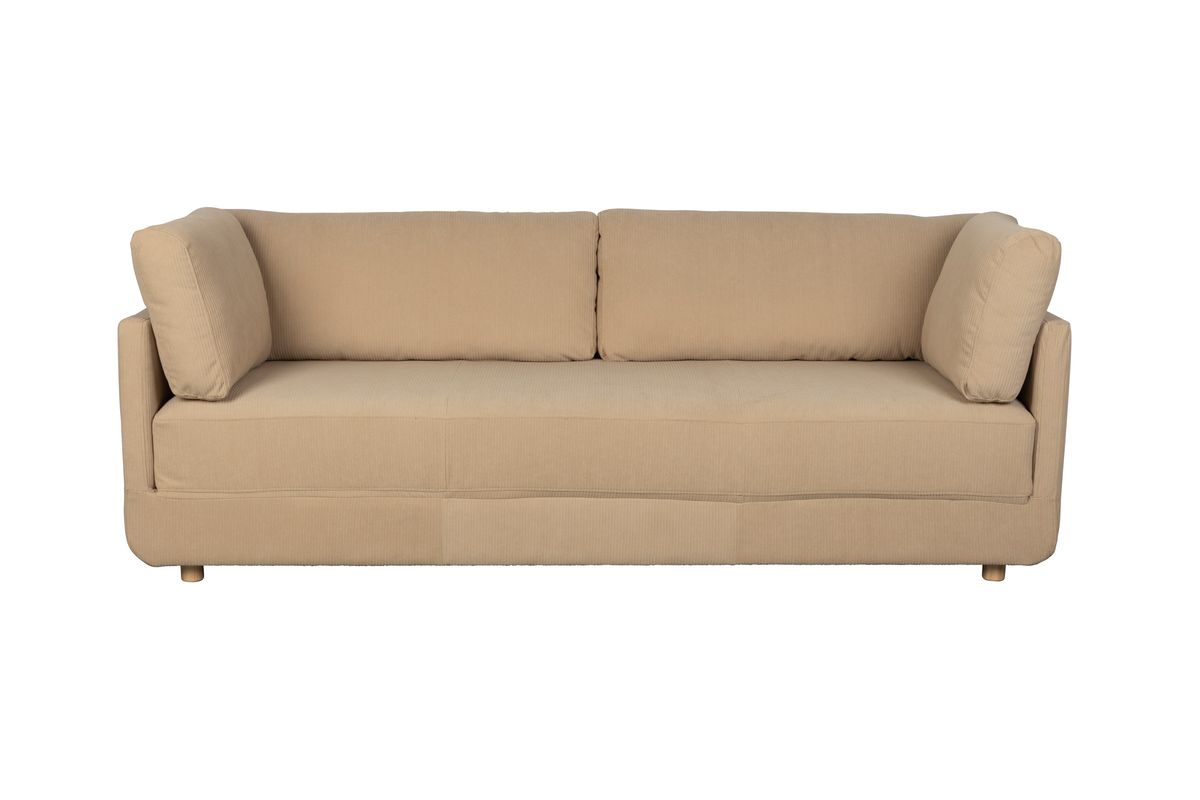 WHITE LABEL LIVING Norah sovesofa - beige fløjl og træ