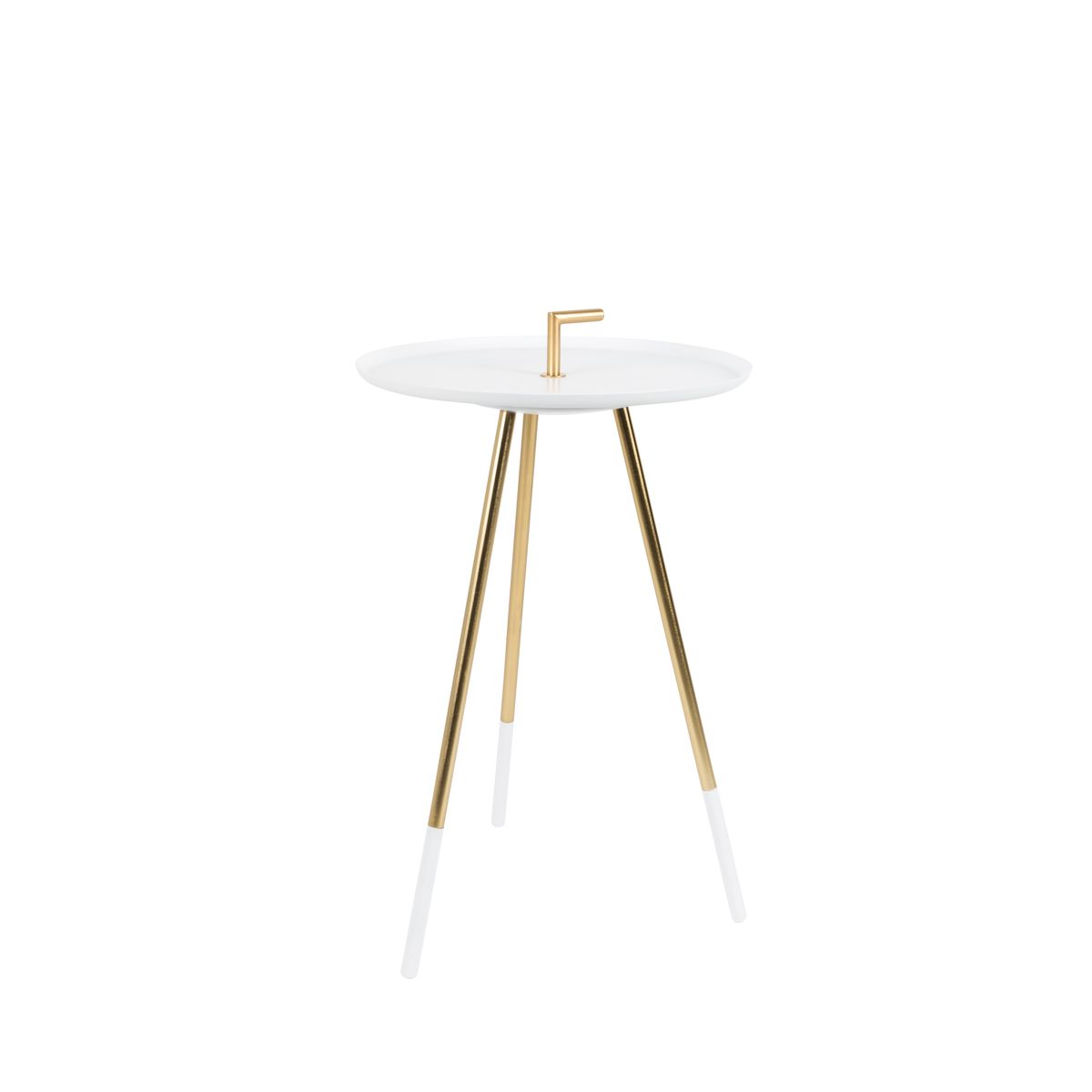 WHITE LABEL LIVING Rumbi sidebord, rund - hvid og guld metal (Ø37)