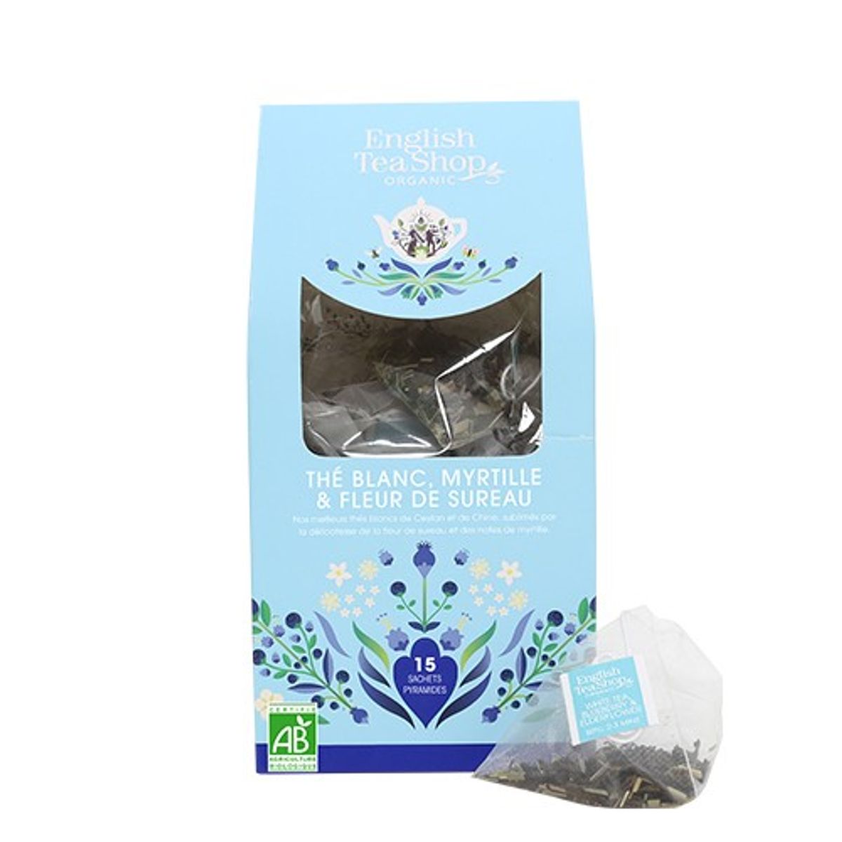 White Tea Blueberry & Elderflower Tea Økologisk - 15 breve - English Tea Shop