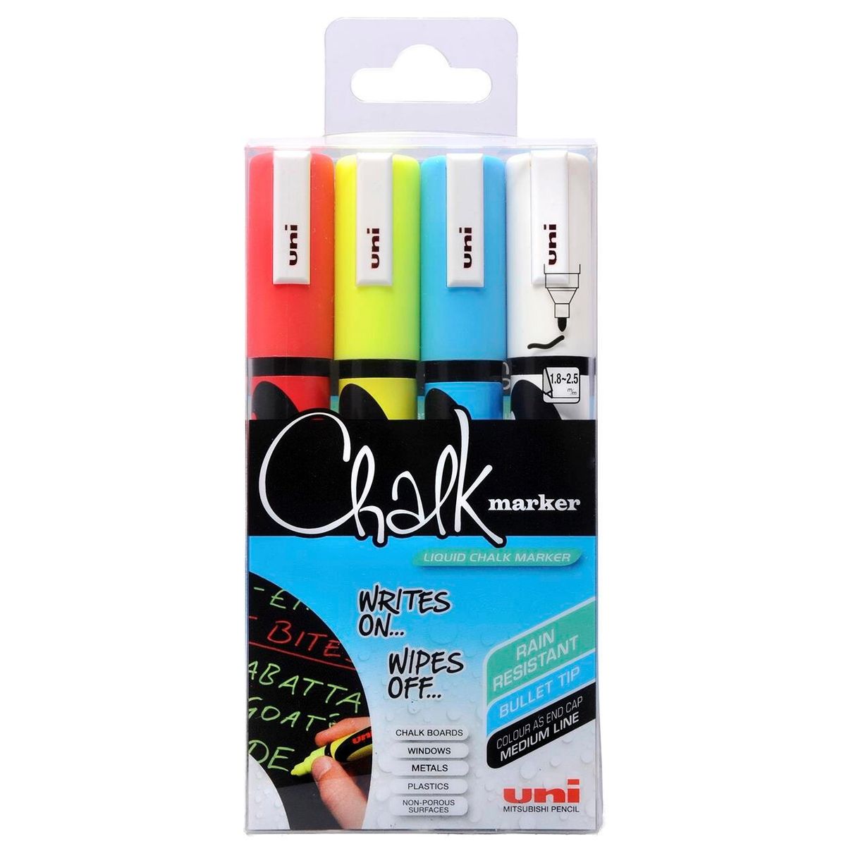 Whiteboard- og Chalkmarker 4 stk. 2,5mm