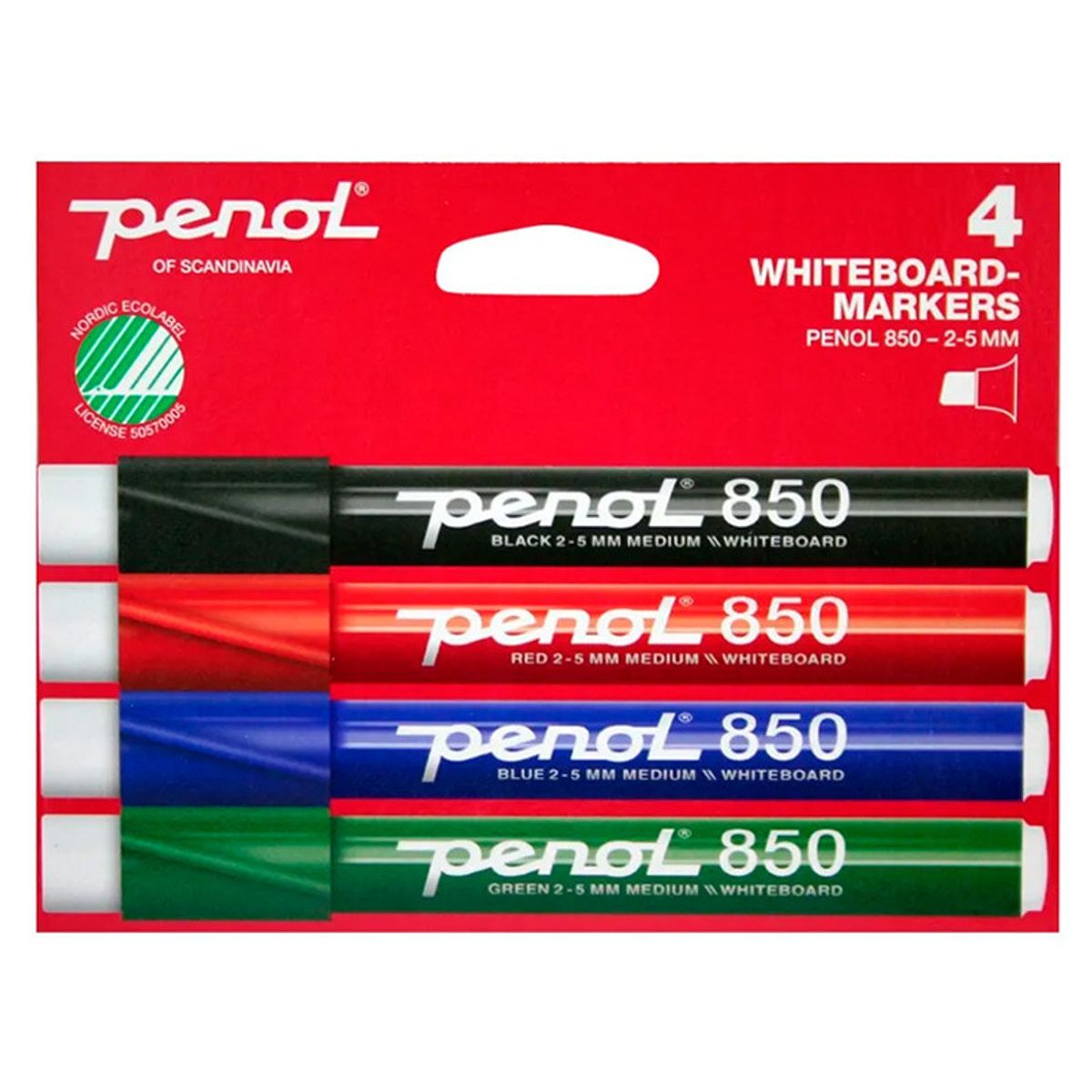 Whiteboardmarker Penol 850, 2-5mm skrå 4stk/sæt