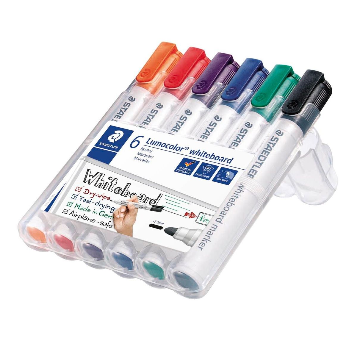 Whiteboardmarker Staedtler, 6 ass. 2 mm. rund spids