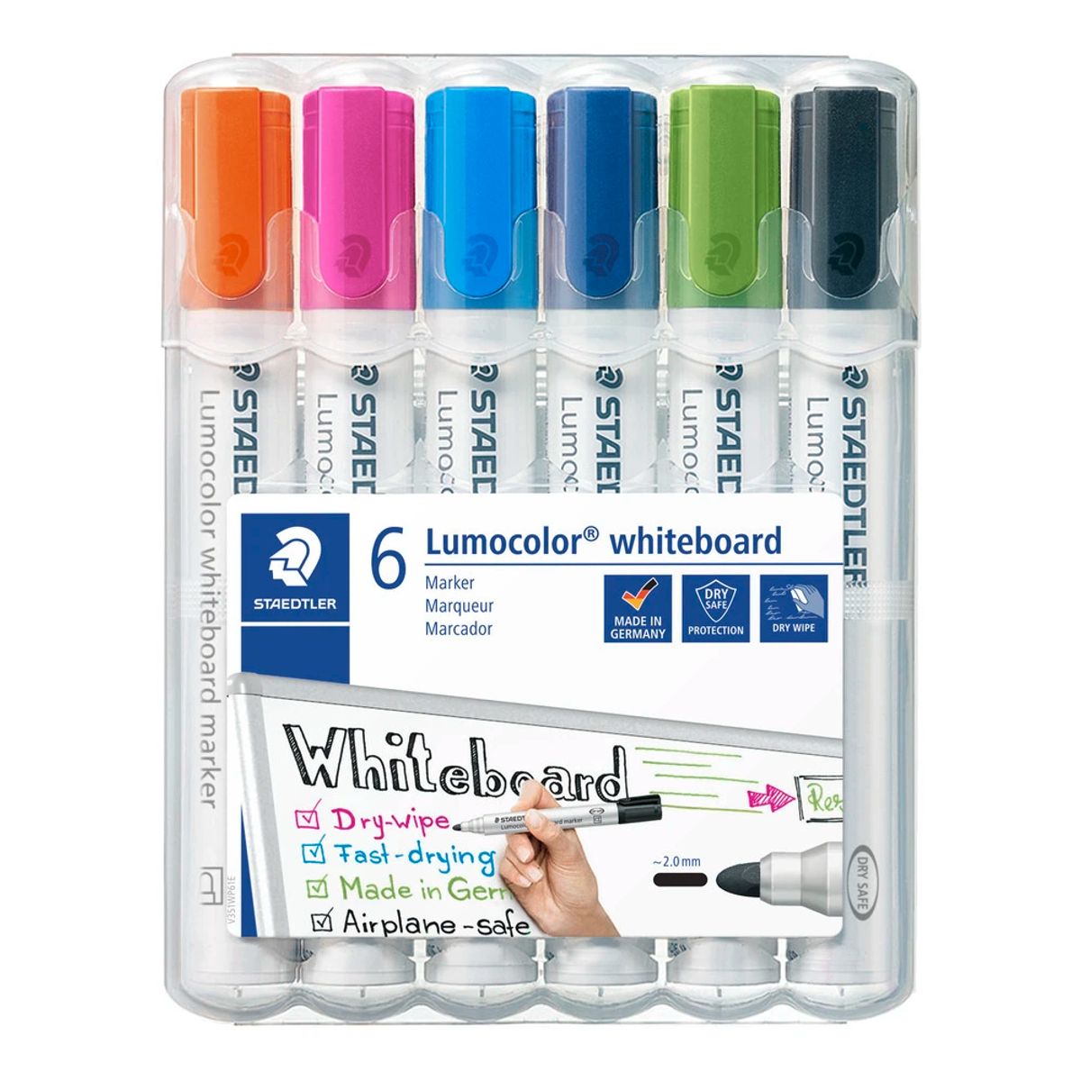 Whiteboardmarker sæt Staedtler lumocolor 6 ass farver 2 mm