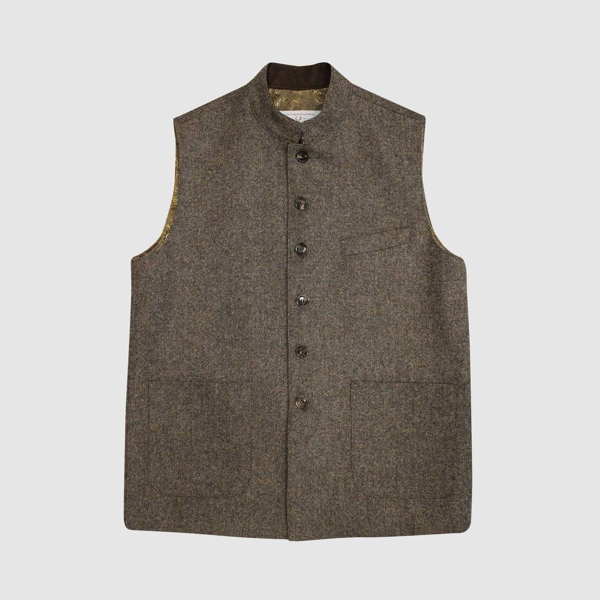 William Tweed Gilet vest med Nehru krave, Yorkshire Tweed, natural - L (UK44)