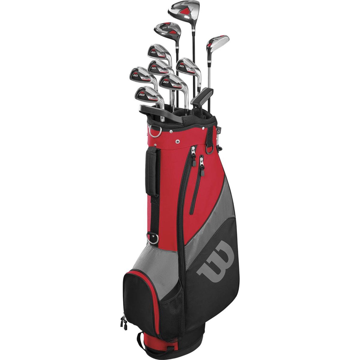 Wilson Staff Pro Staff SGI Herre Golfsæt - Black/Red - Venstre - DR, FW, 5H, 7-9, PW, SW, Putter - Wilson Staff Pro Staff SGI Regular Grafit / Stål