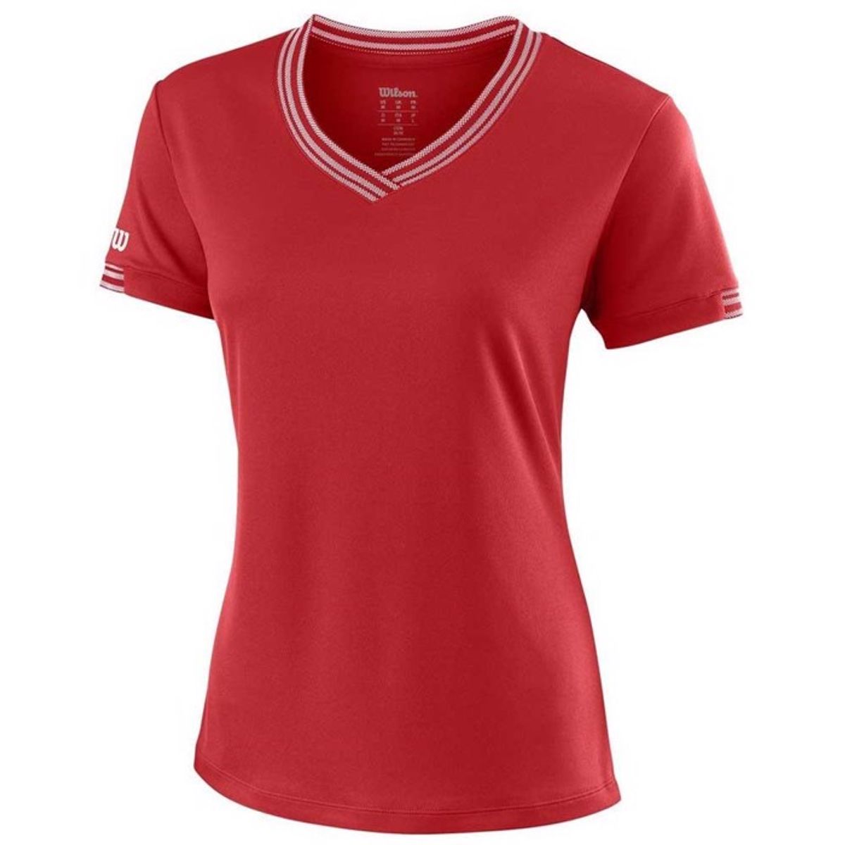 Wilson Team Dame V-Neck T-shirt Rød