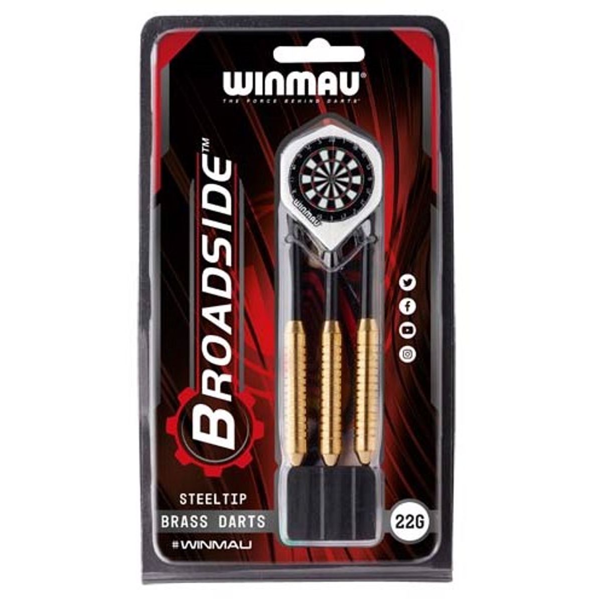 Winmau Broadside steeltip Brass dartpile - Sæt med 3 pile - HURTIG LEVERING