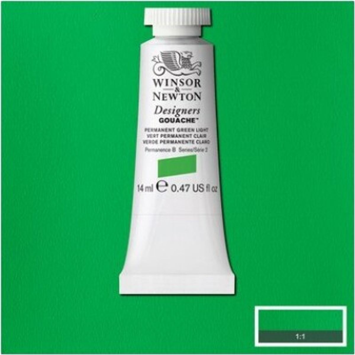 Winsor & Newton - Akvarelfarve - Gouache - Permanent Green Light 14 Ml