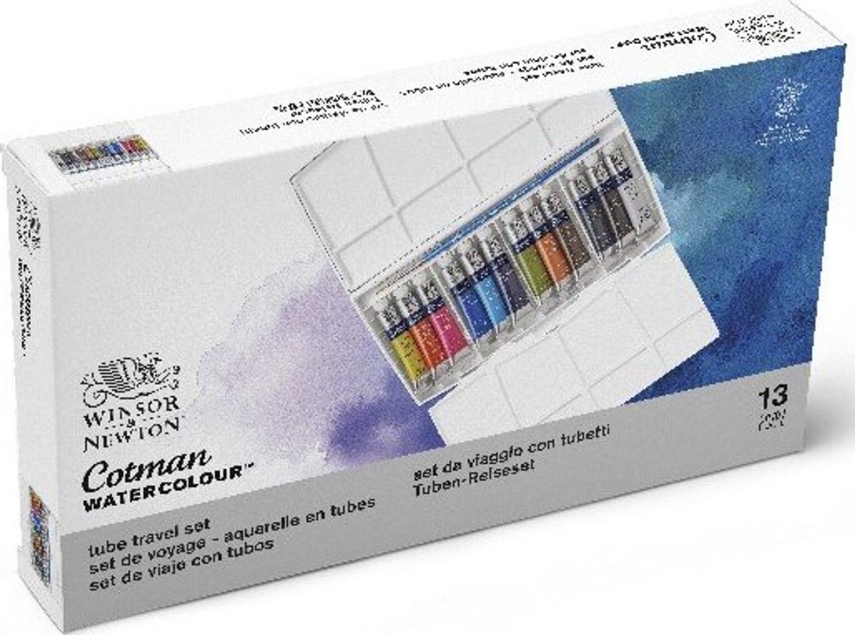 Winsor & Newton - Akvarelfarve Sæt Med 13 Dele - Tube Travel