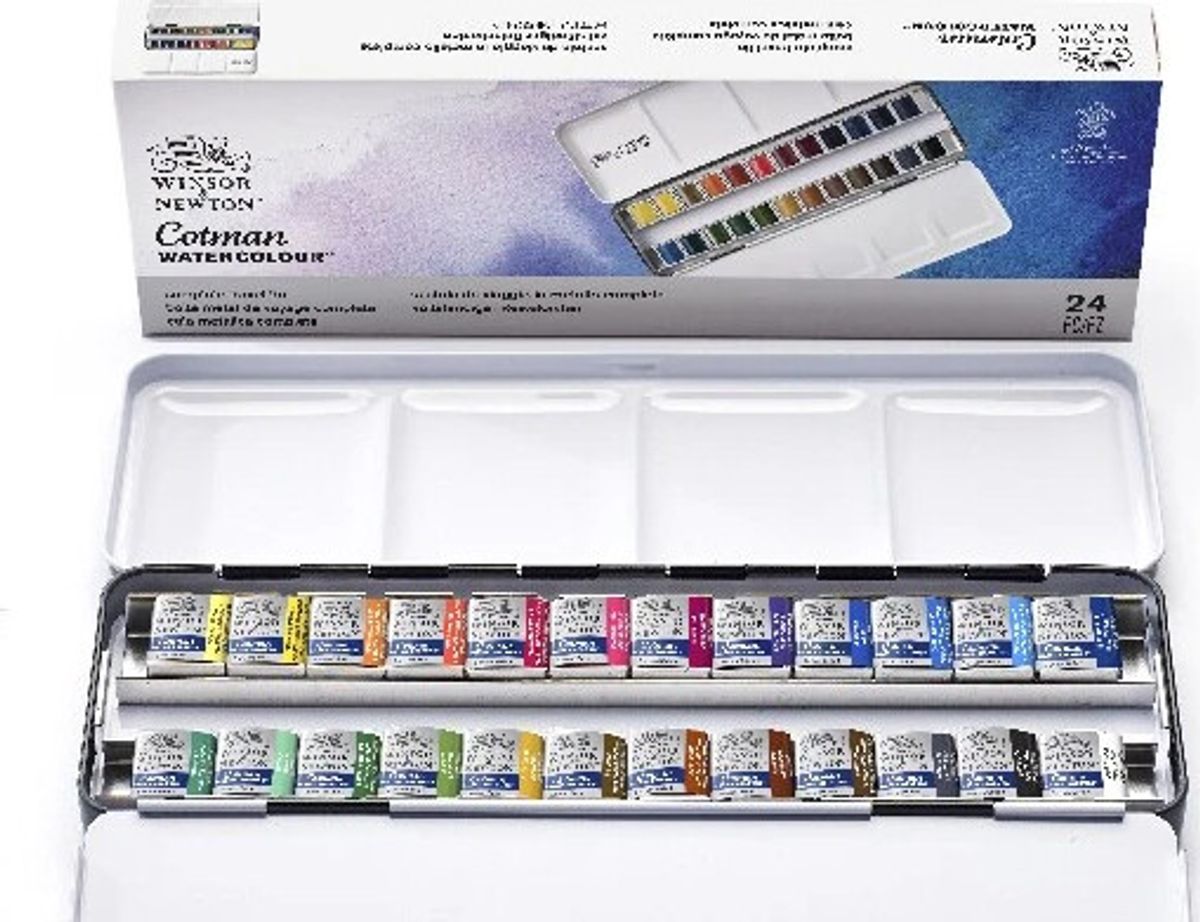 Winsor & Newton - Akvarelfarve Sæt Med 24 Farver - Complete Travel Tin