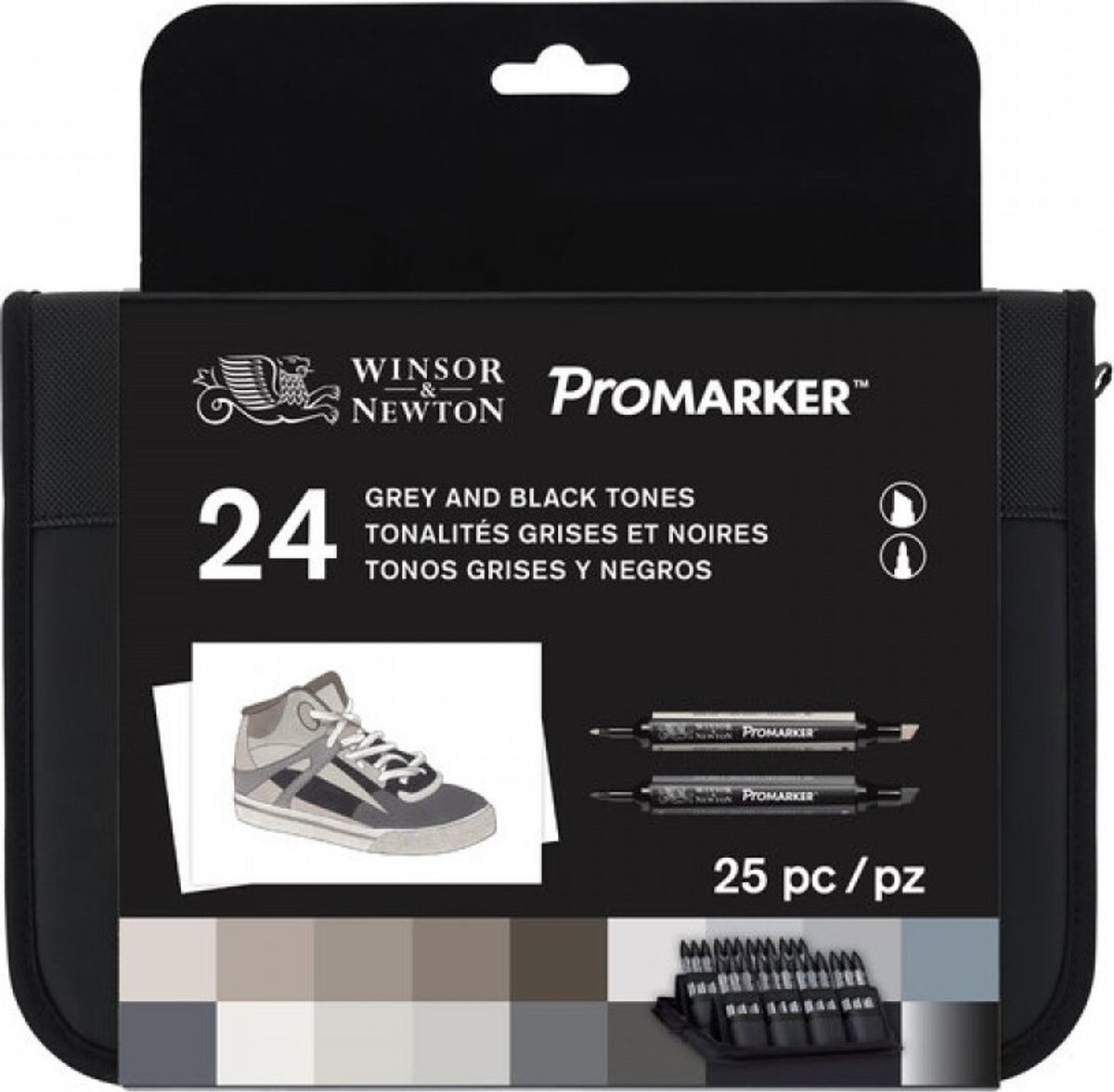 Winsor & Newton - Promarker Tusser - Grå Og Sorte Toner - 24 Farver