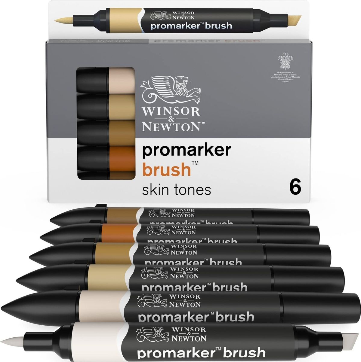 Winsor & Newton - Promarker Tusser - Hudfarver - 6 Farver