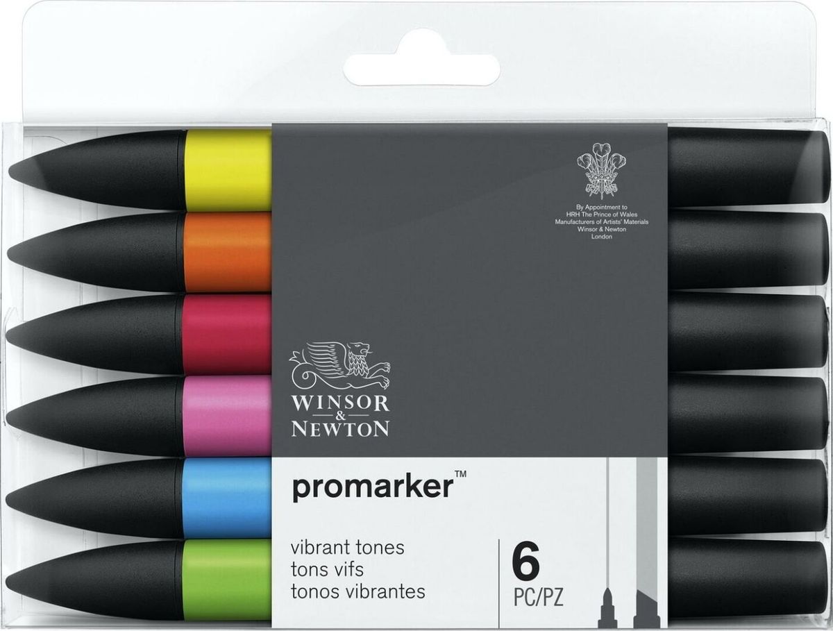 Winsor & Newton - Promarker Tusser - Levende Toner - 6 Stk