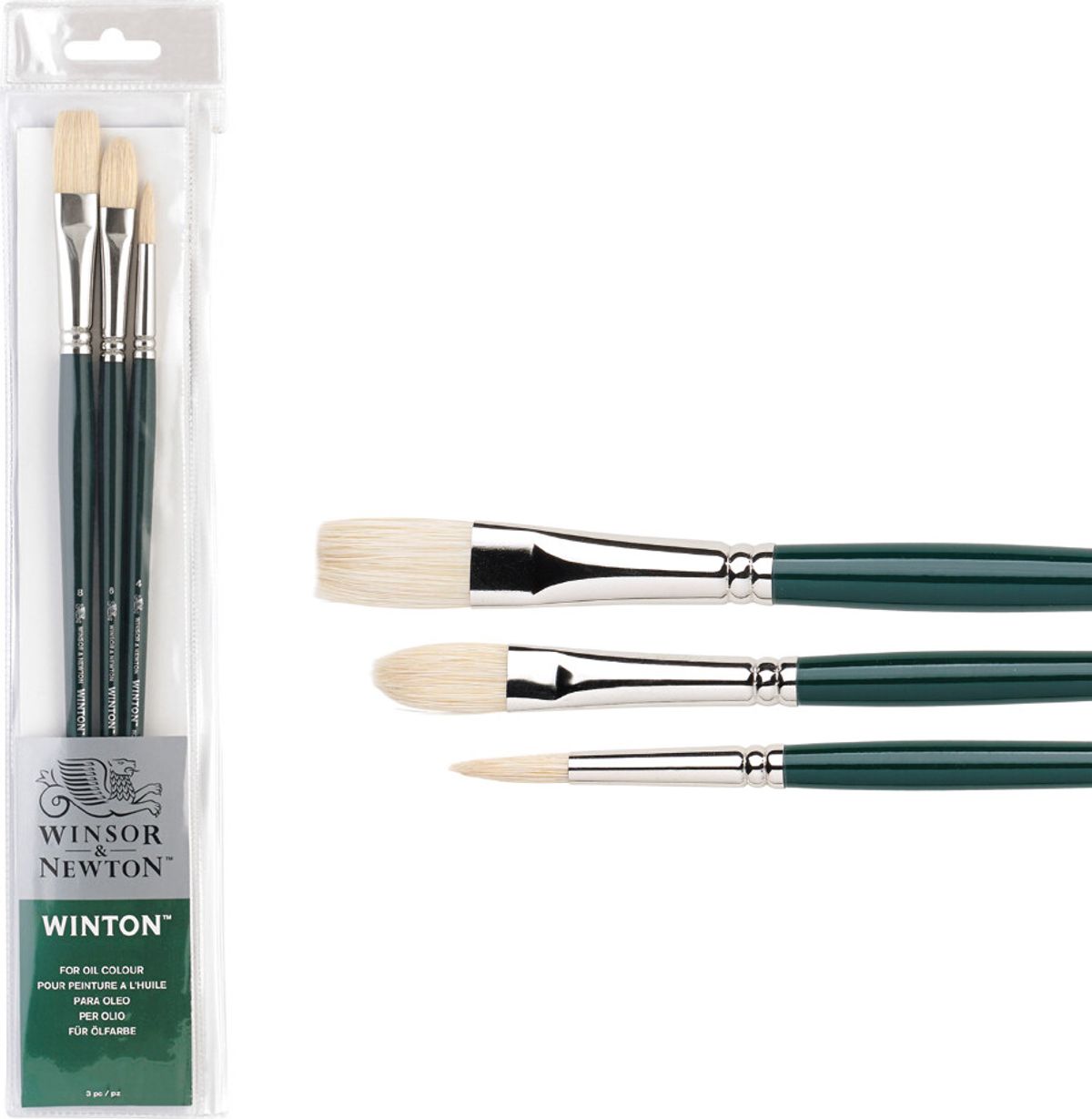 Winsor & Newton - Winton Brush Long Handle 3 Stk - Malerpensler