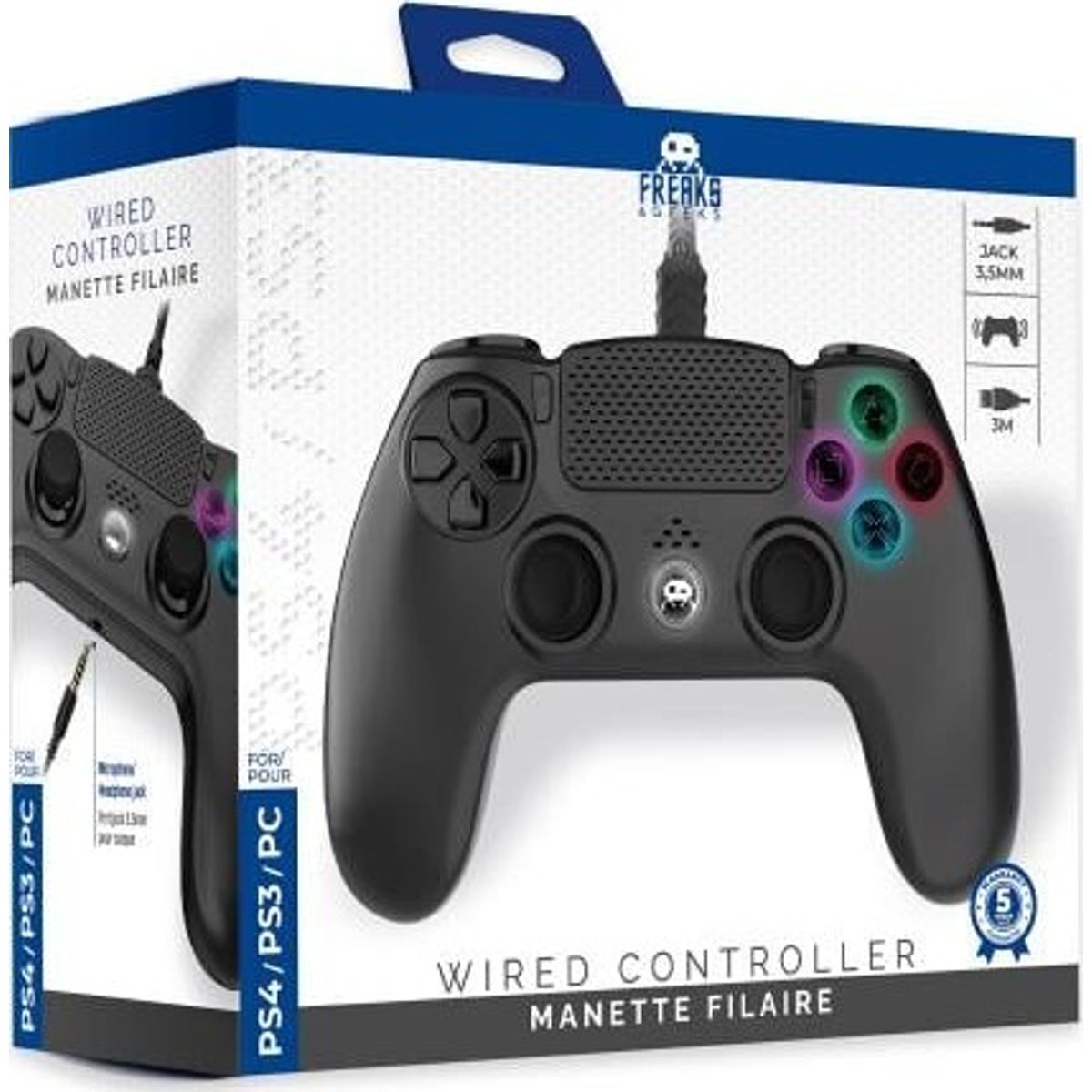 Wired Controller For Ps4 With 3m Cable - Black