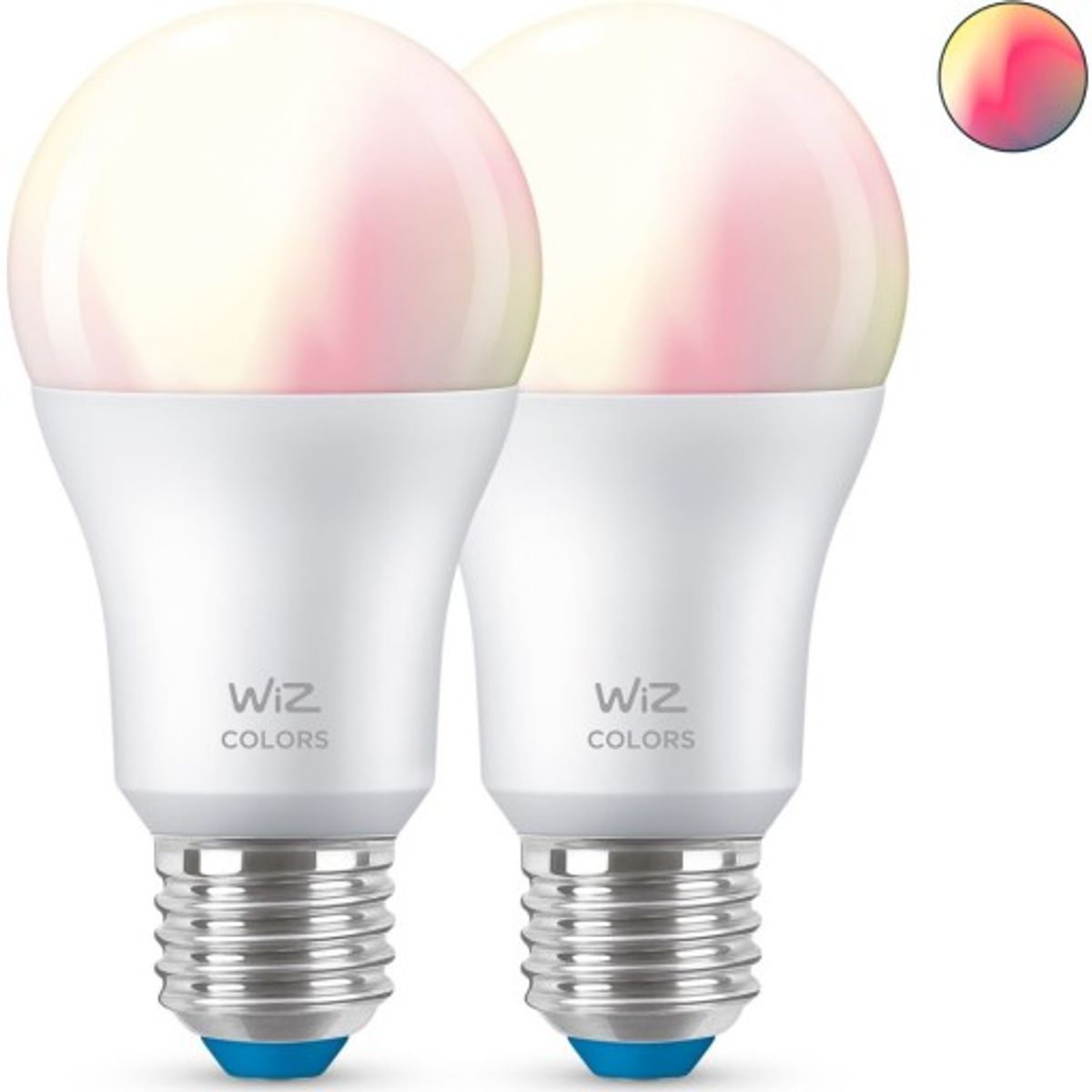 Wiz E27 standardpære, 2200K-6500K, 8W, 2-pak