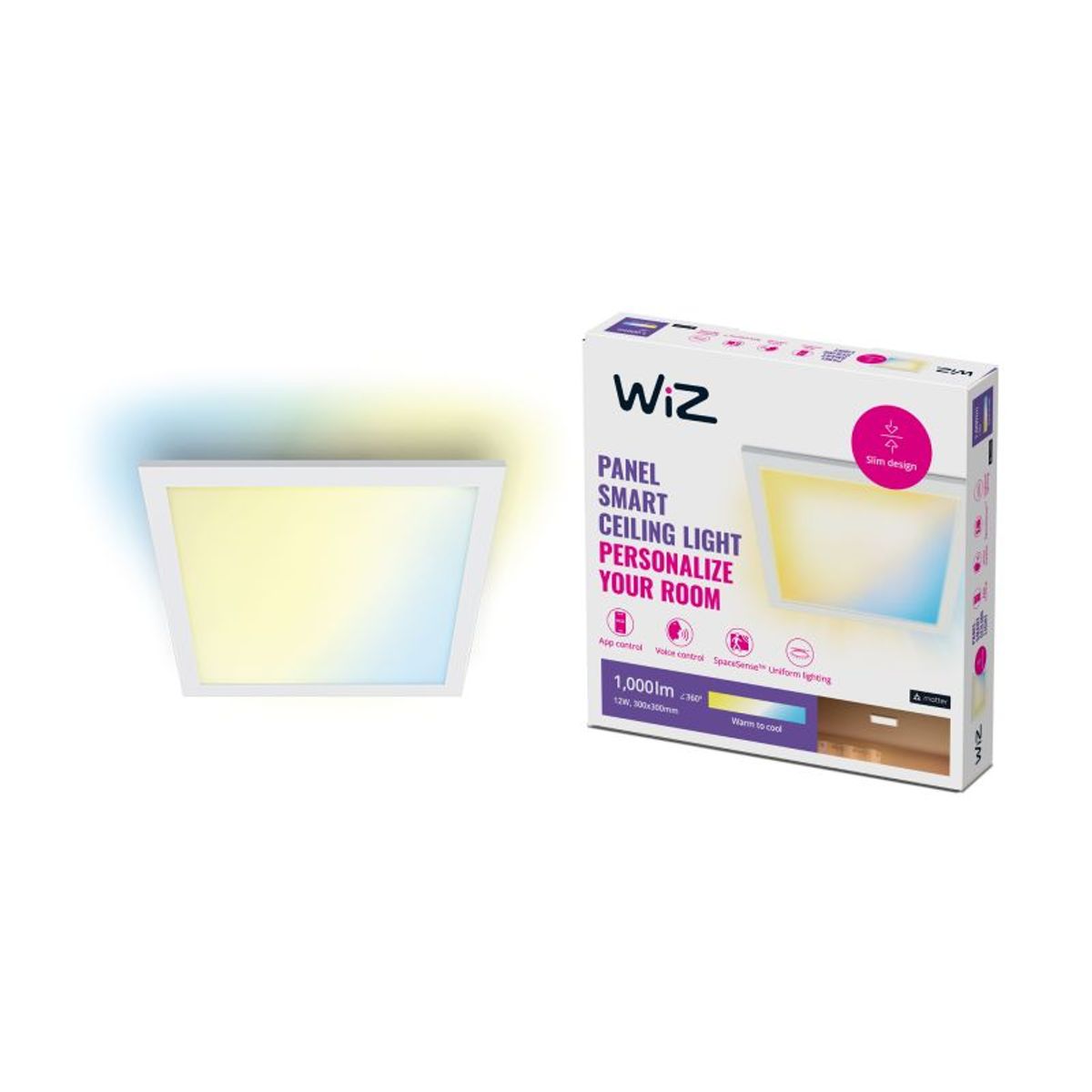 WiZ Panel Ceiling SQ 12W White 27-65K TW