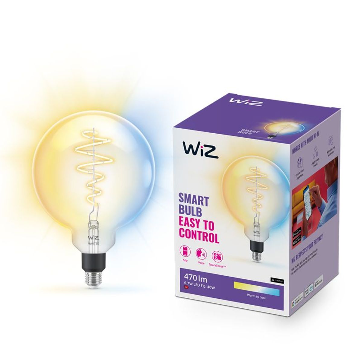 WiZ Pære Filament Klar - E27 40W - 929003018001