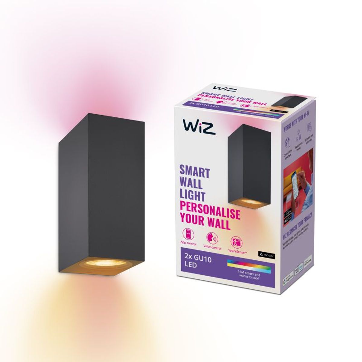 WiZ Up&Down WiZ Spots 2x5W B 22-65K RGB Wall